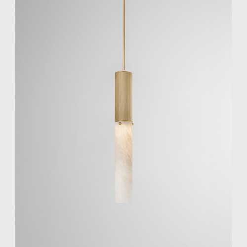 Satin Brass Flume Alabaster Pendant Light