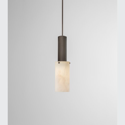 Bronze Flume Large Alabaster Pendant Light
