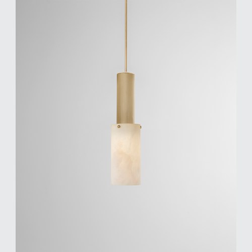 Satin Brass Flume Large Alabaster Pendant Light