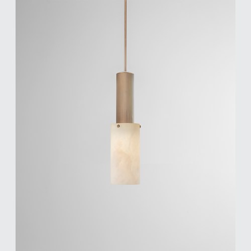 Antique Brass  Flume Large Alabaster Pendant Light