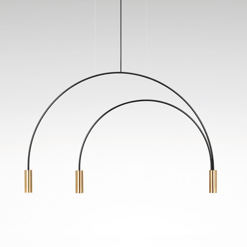 Black/Satin Gold Volta 3lt Pendant Light