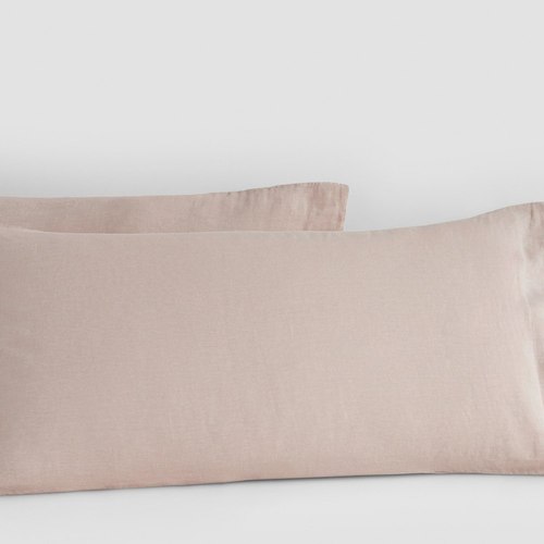 Blush Linen Pillow Cases Stone Standard Pair