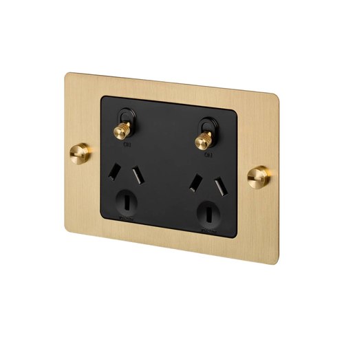 Brass 2 Gang GPO Socket Switch