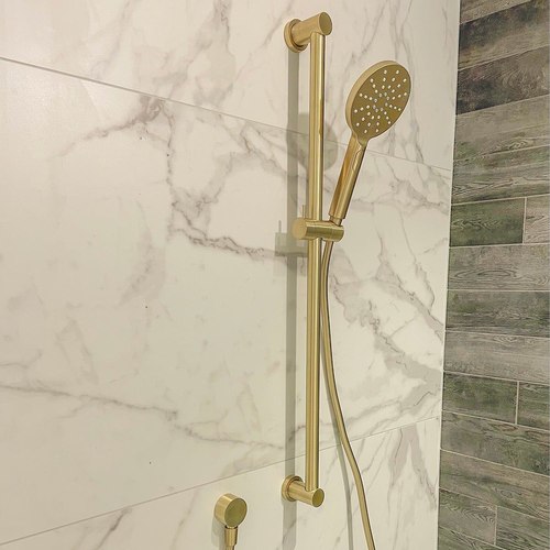 Brushed Brass Code Lamone Round Slide Showers