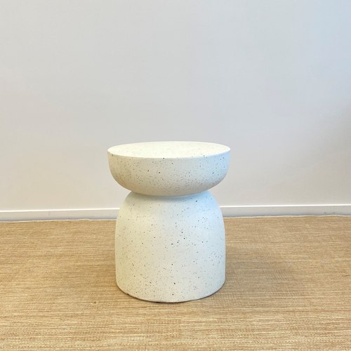 Cream Pedestal Side Table - Fleck White