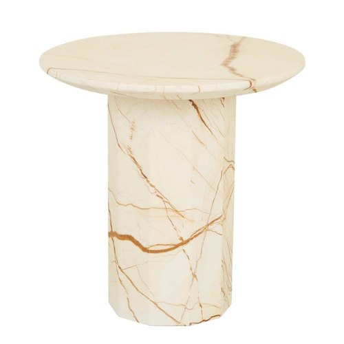 Matt Brown Vein Marble Atlas Decagon Side Table