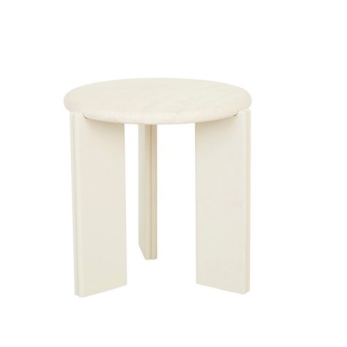 Natural Travertine/Shell Ray Marble Side Table