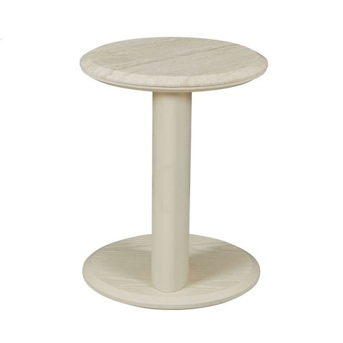 Natural Travertine/Shell Rudy Marble Side Table