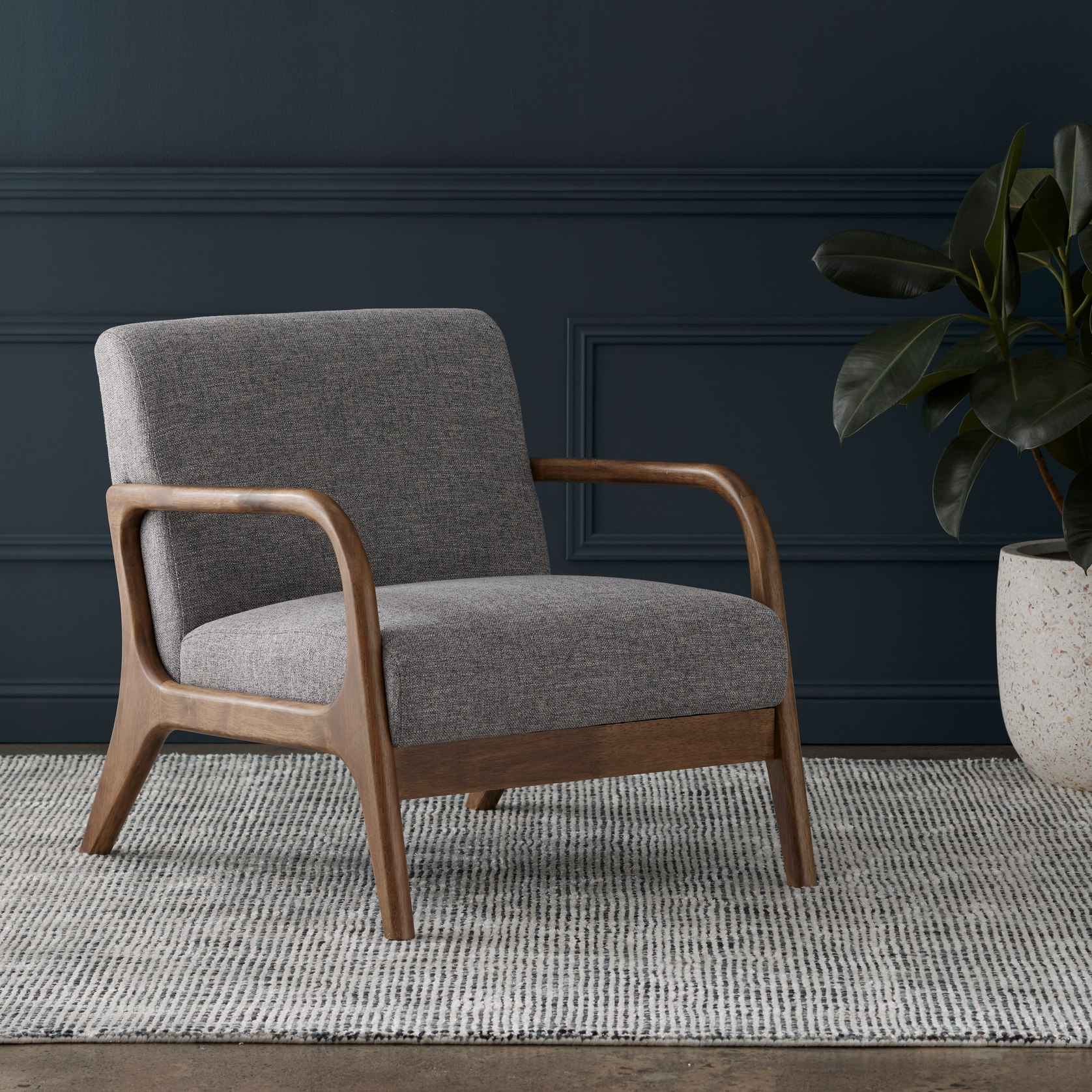 Paris Grey Occasional Chair | Walnut | Hardwood Frame | ArchiPro AU