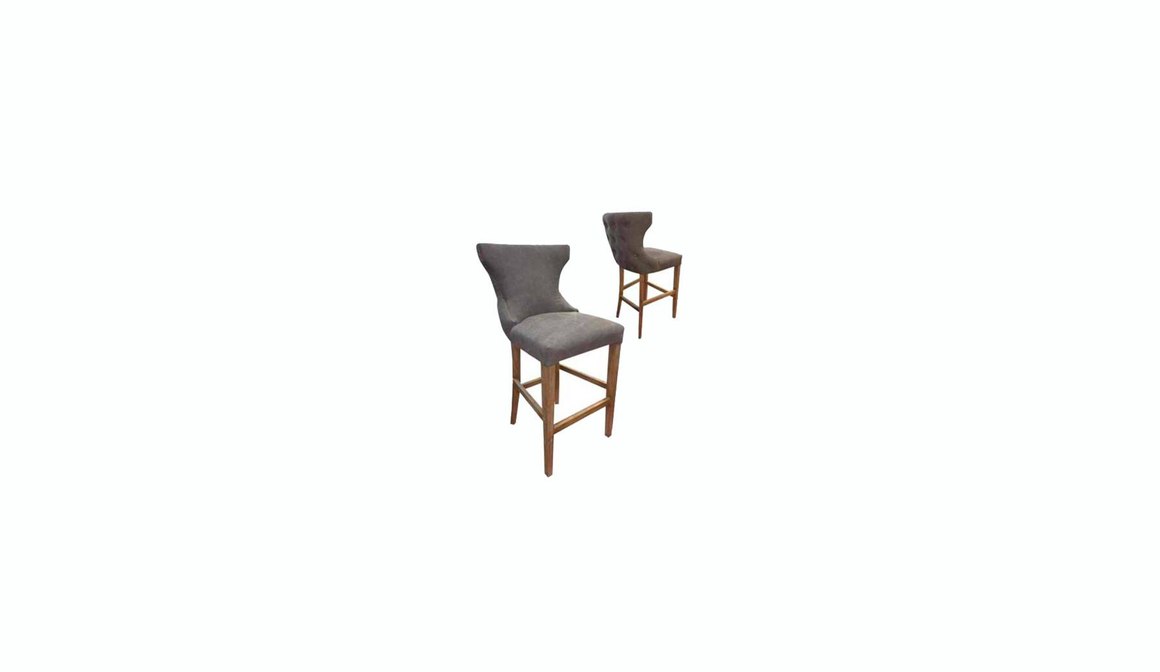 Miami Bar Stool Grey Canvas Oak Stools & Bar Stools NZ ArchiPro AU
