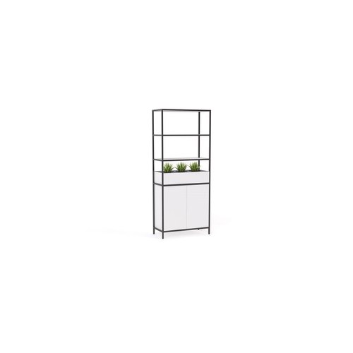 White Kubix Modular 1-Unit Cupboard with Planters