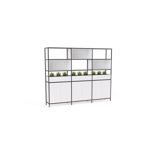 White Kubix Modular 3-Unit System with Cupboards, Cubby & Planters