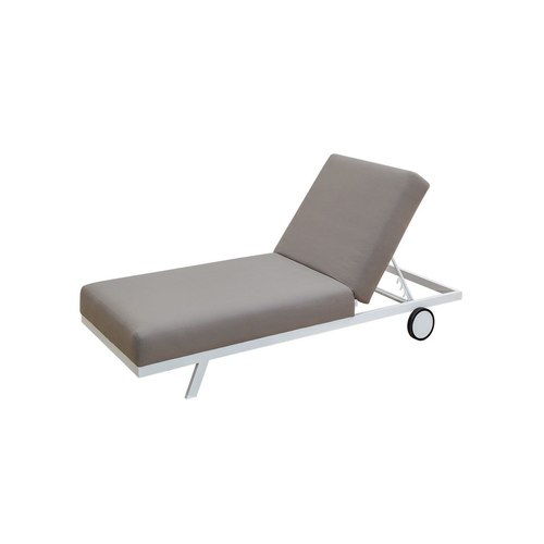 White Frame/ Taupe Fabric Plover Sunbrella Sun Lounger