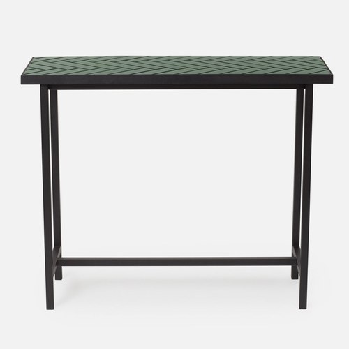 Green Herringbone Tile Console Table