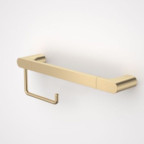 Brushed Brass Urbane II Universal Rail 400mm + Toilet Roll Holder Set