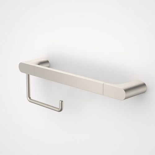 Brushed Nickel Urbane II Universal Rail 400mm + Toilet Roll Holder Set