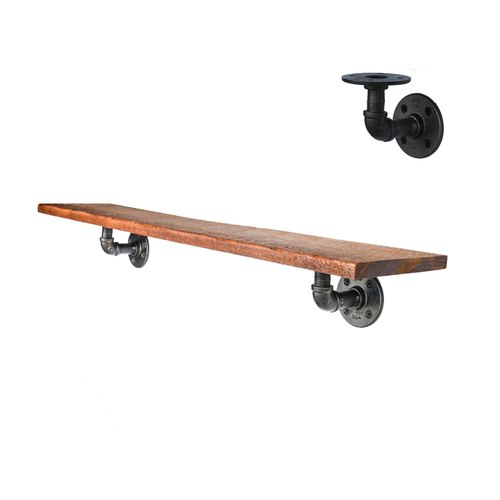 Classic Black Reclaimed Kauri Pipe Bracket Shelf