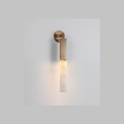 Antique Brass  Flume Alabaster Wall Light