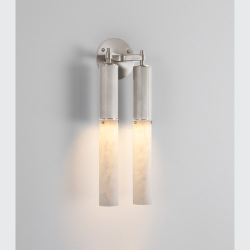 Satin Nickel Flume Alabaster Double Wall Light