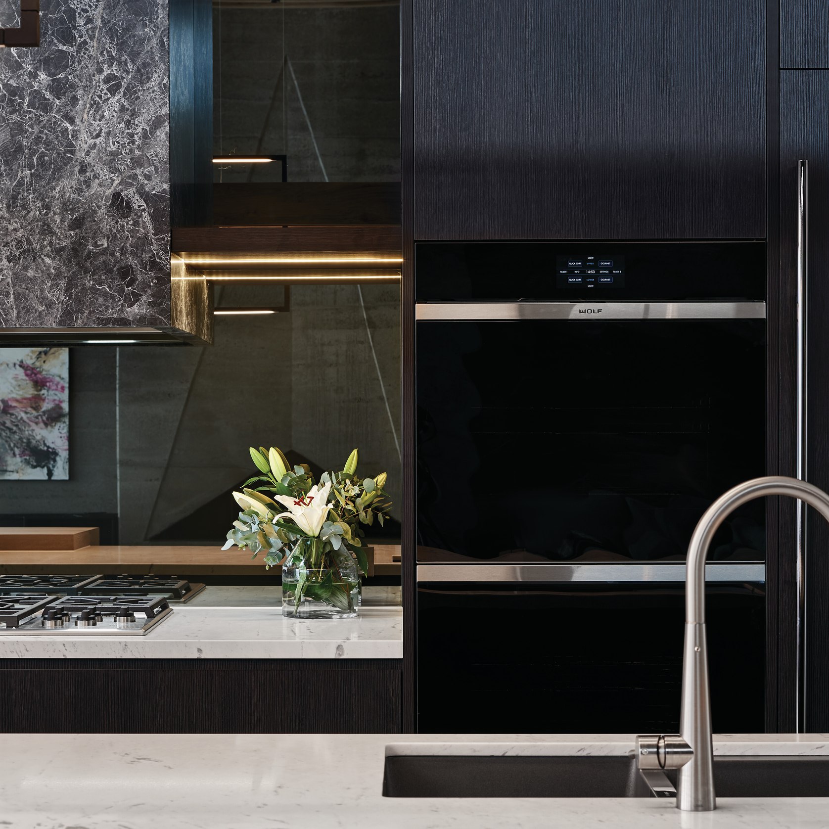 Wolf M Series Contemporary Double Oven Black Glass 76cm ArchiPro AU